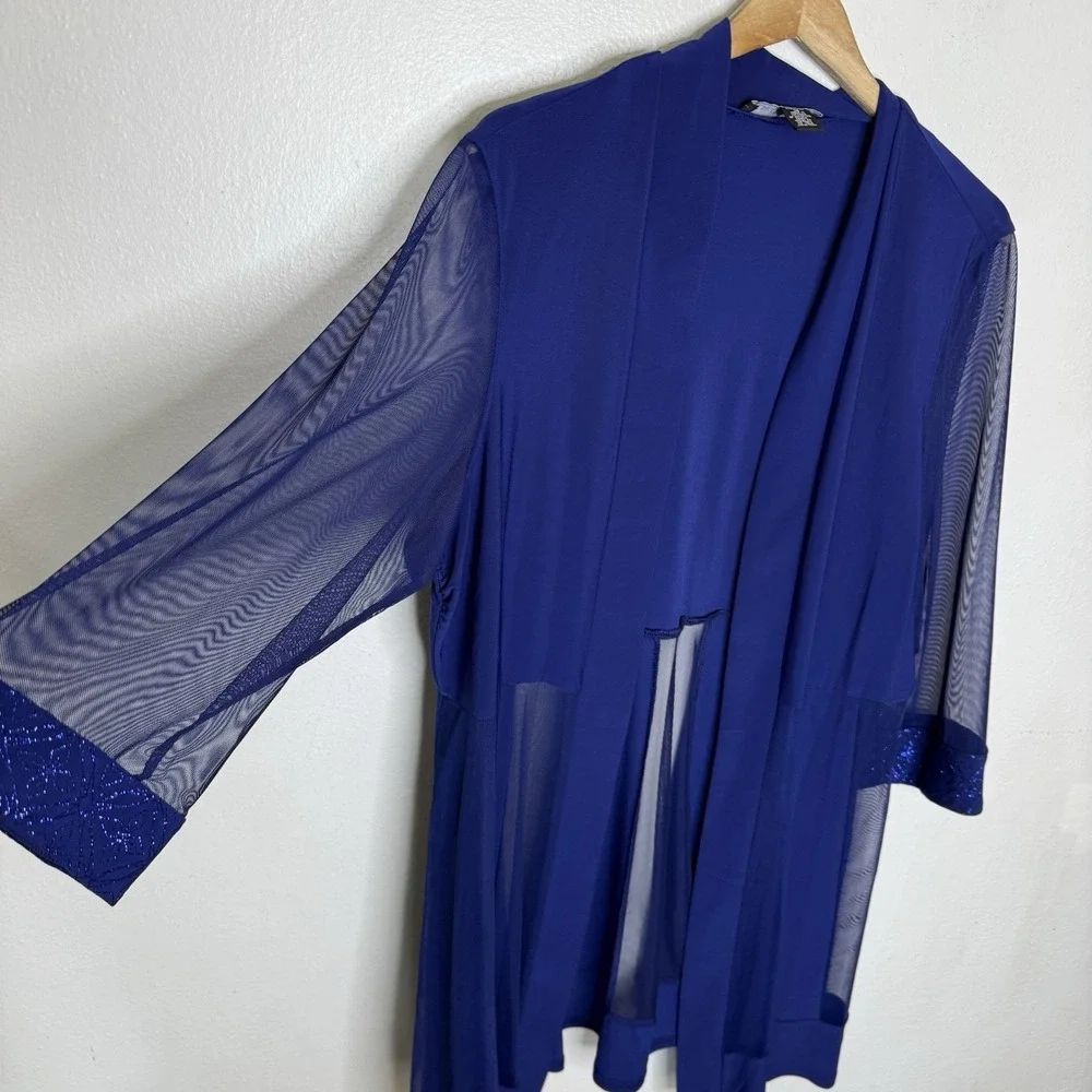 New‎ R And M Richard's Royal Blue Sheer 3/4 Sleeve Jacket And Dress Womens 1X